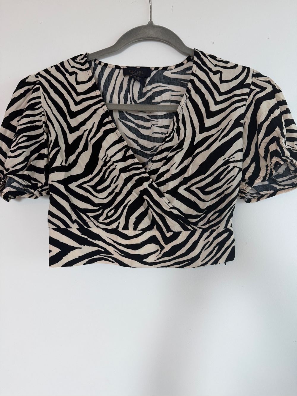 Rachel Zebra-Print Wrap Crop top and wide pant set 100% cotton